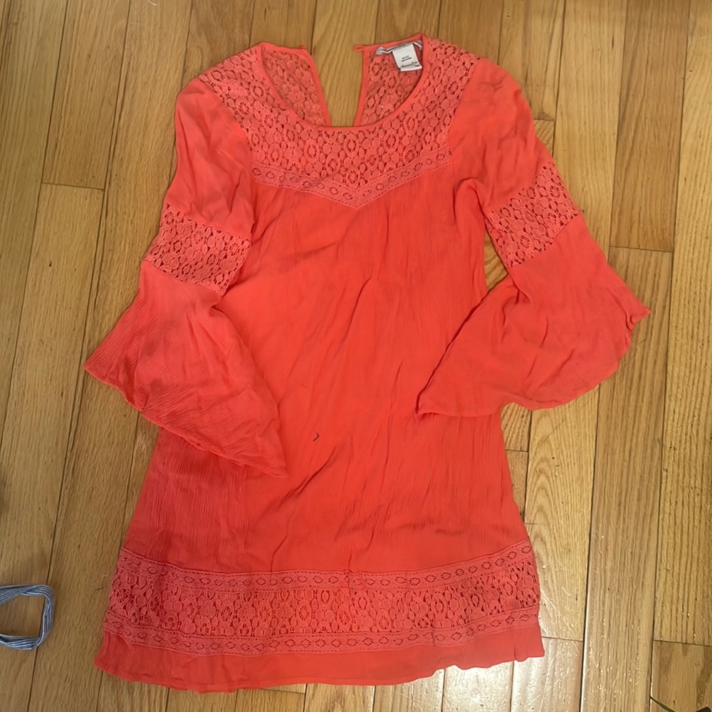 Mini dress orange eyelet openings